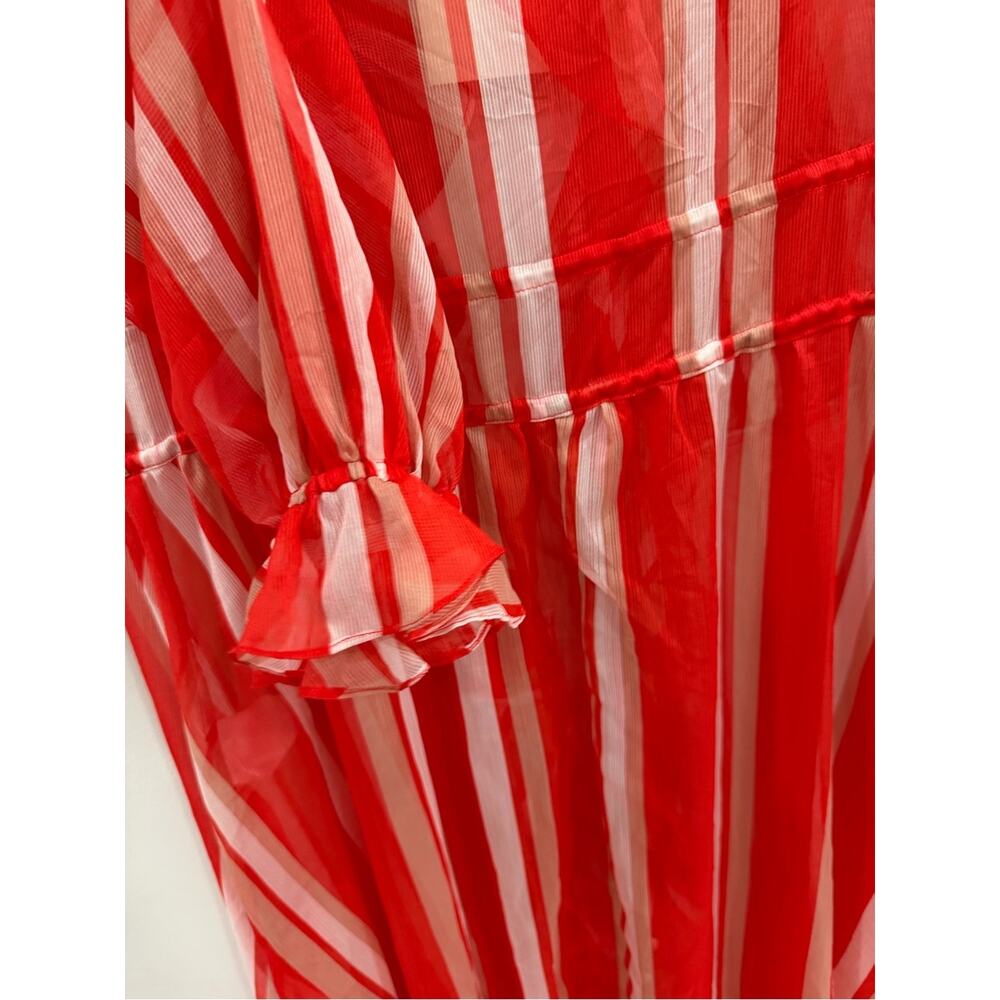PatBO Red and White Striped Sheer Ruffle Robe Cover - Picture 10 of 10
